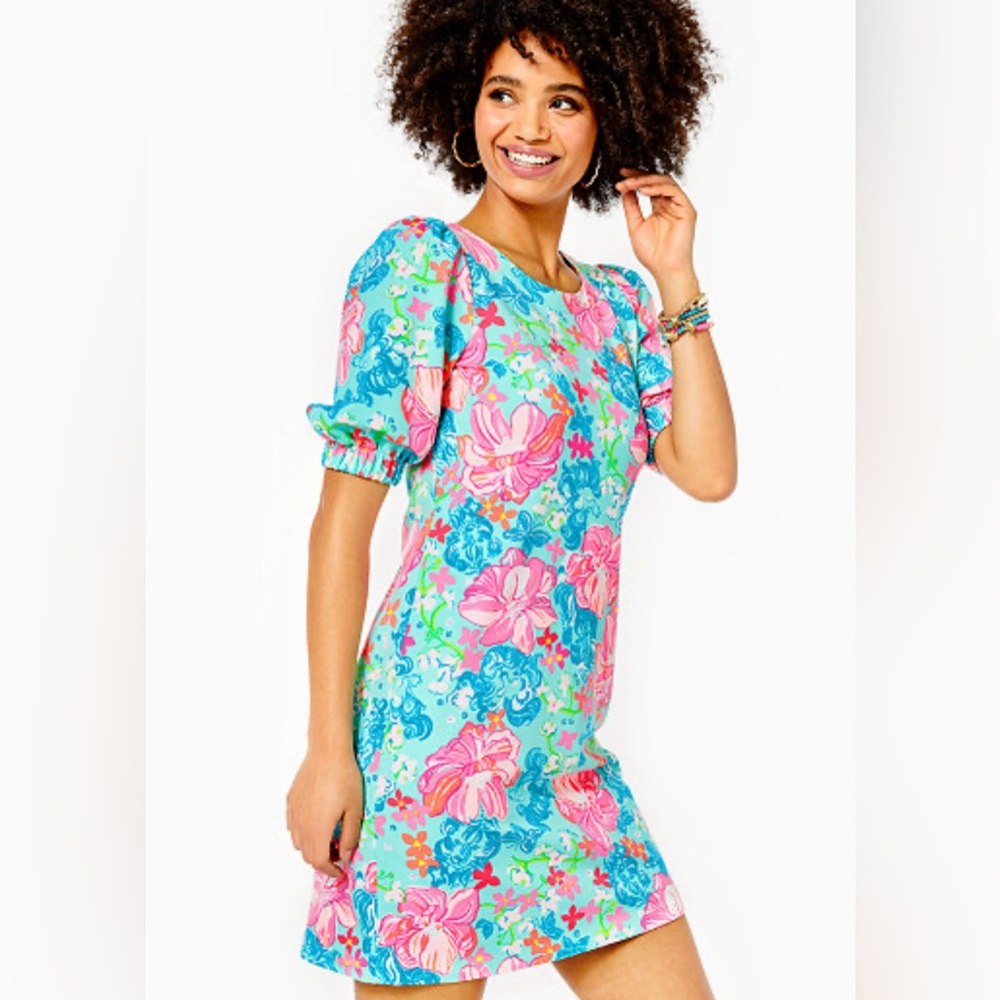 NWT XL Lilly Pulitzer Cayce dress (surf blue luscious lions)